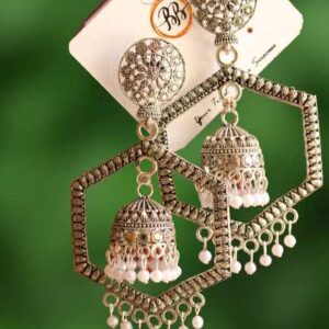 Oxidized Silver Jhumki Earrings