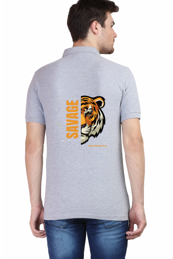 Savage Tiger White Polo T-Shirt for Men